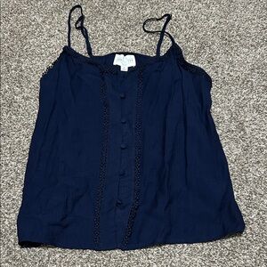 Women's Navy Button-Front Camisole Tank Top